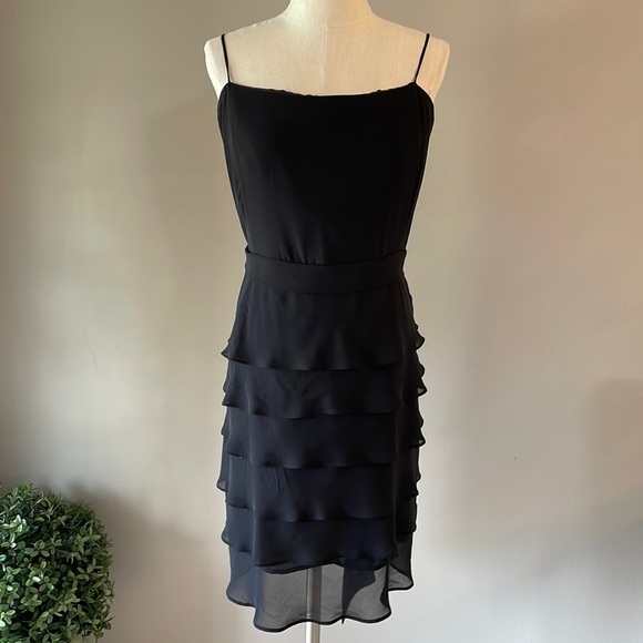 COVINGTON cocktail / evening tiered ruffle chiffon sheath dress thin straps 10 - Picture 1 of 14